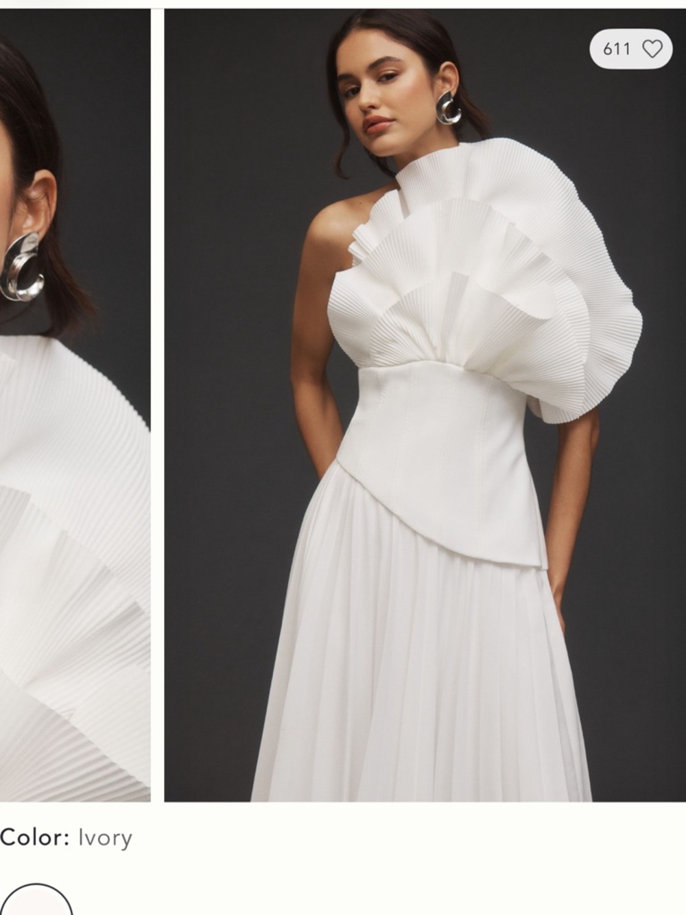 Acler White One-Shoulder Ruffle Gown - Picture 3 of 10